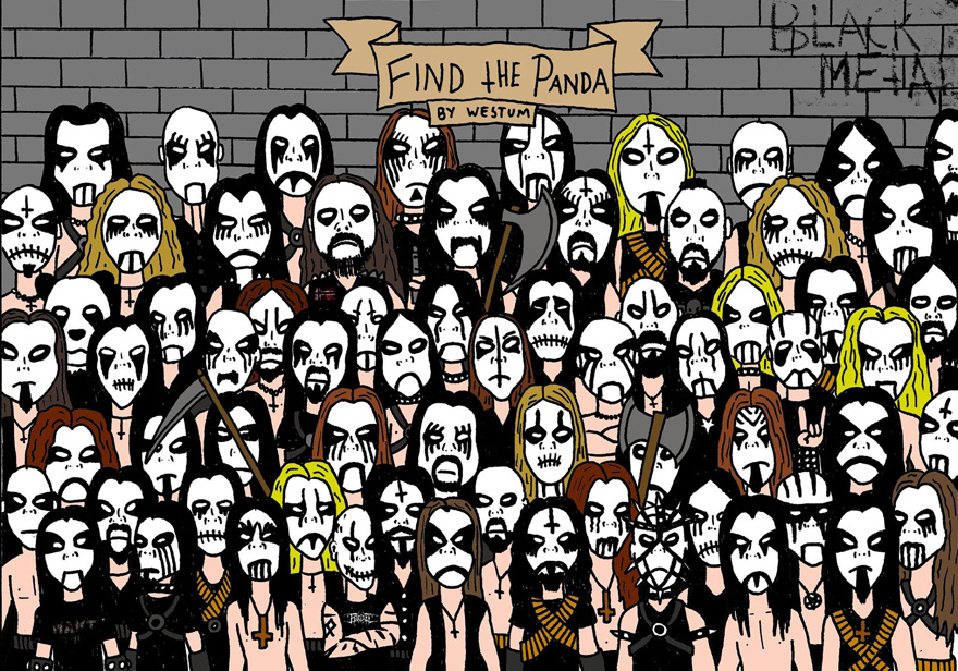 880x616, 322 Kb / панда, Black Metal, толпа