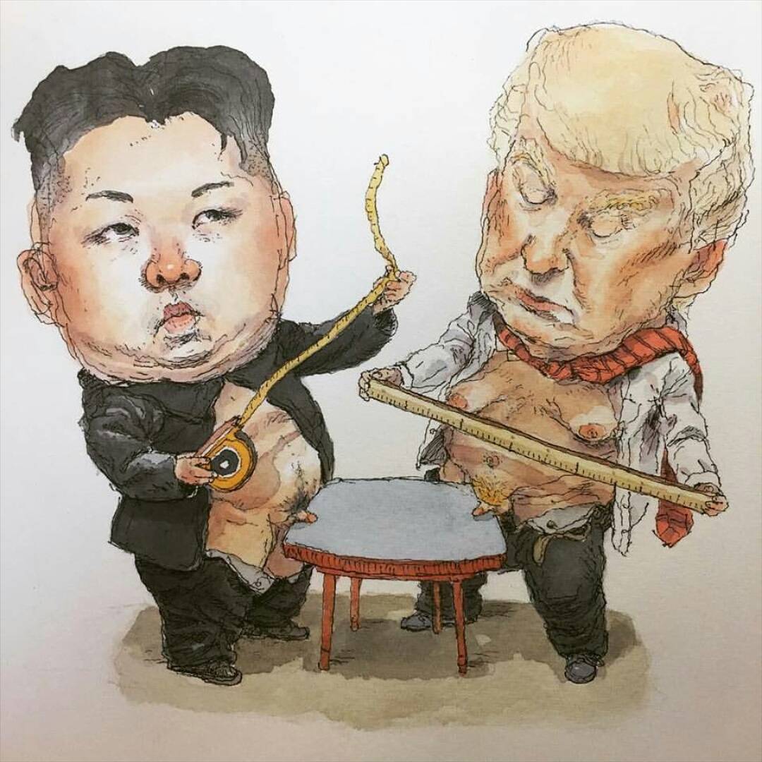 1080x1080, 135 Kb / ким чен ын, трамп, рулетка, линейка, писькомеры