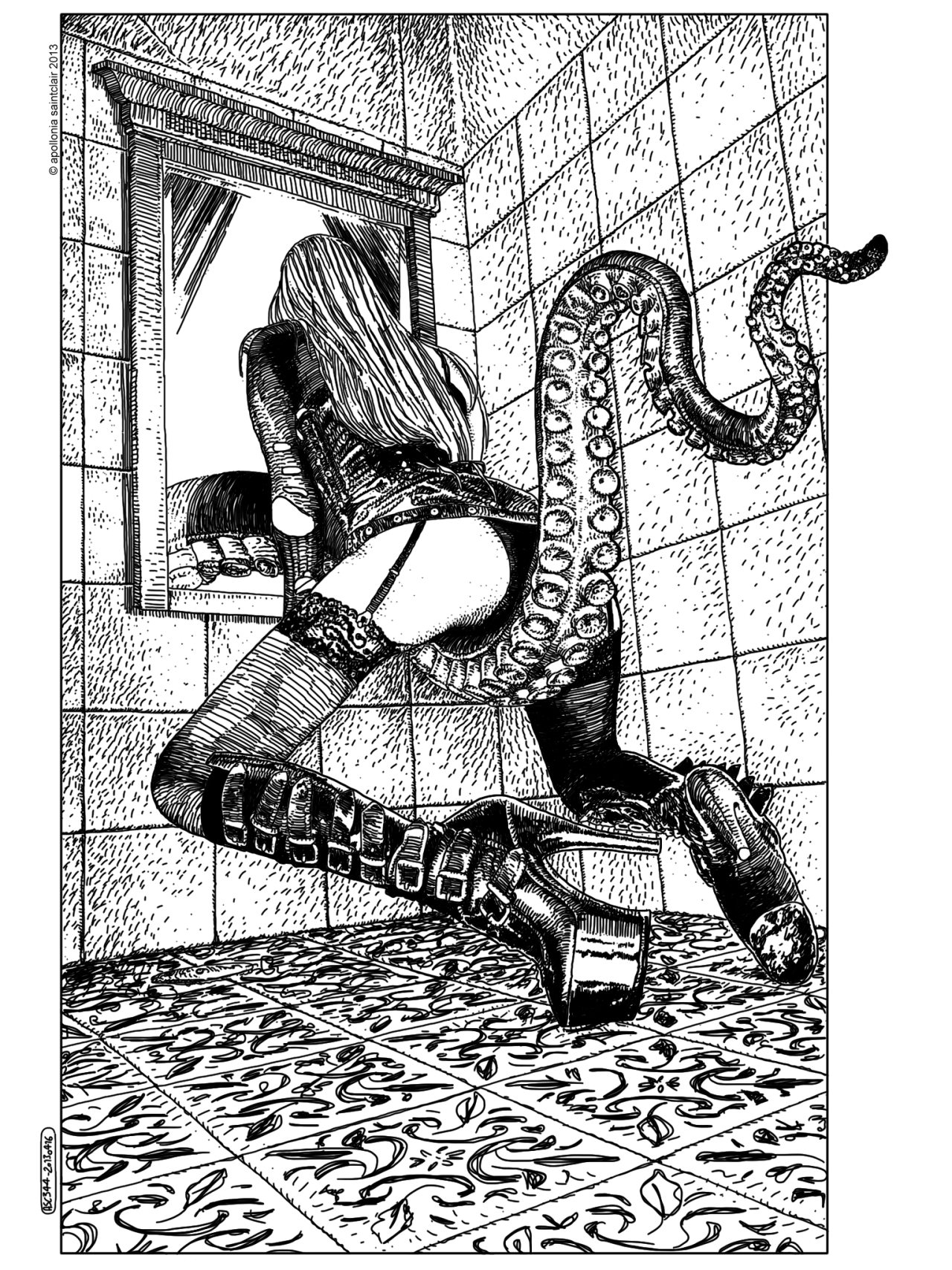1280x1707, 631 Kb / зеркало, щупальце, каблуки, Apollonia Saintclair