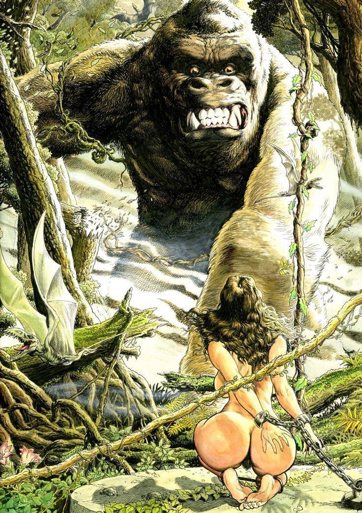 736x1043, 258 Kb / кинг-конг, наручники, голая, горилла, цепь