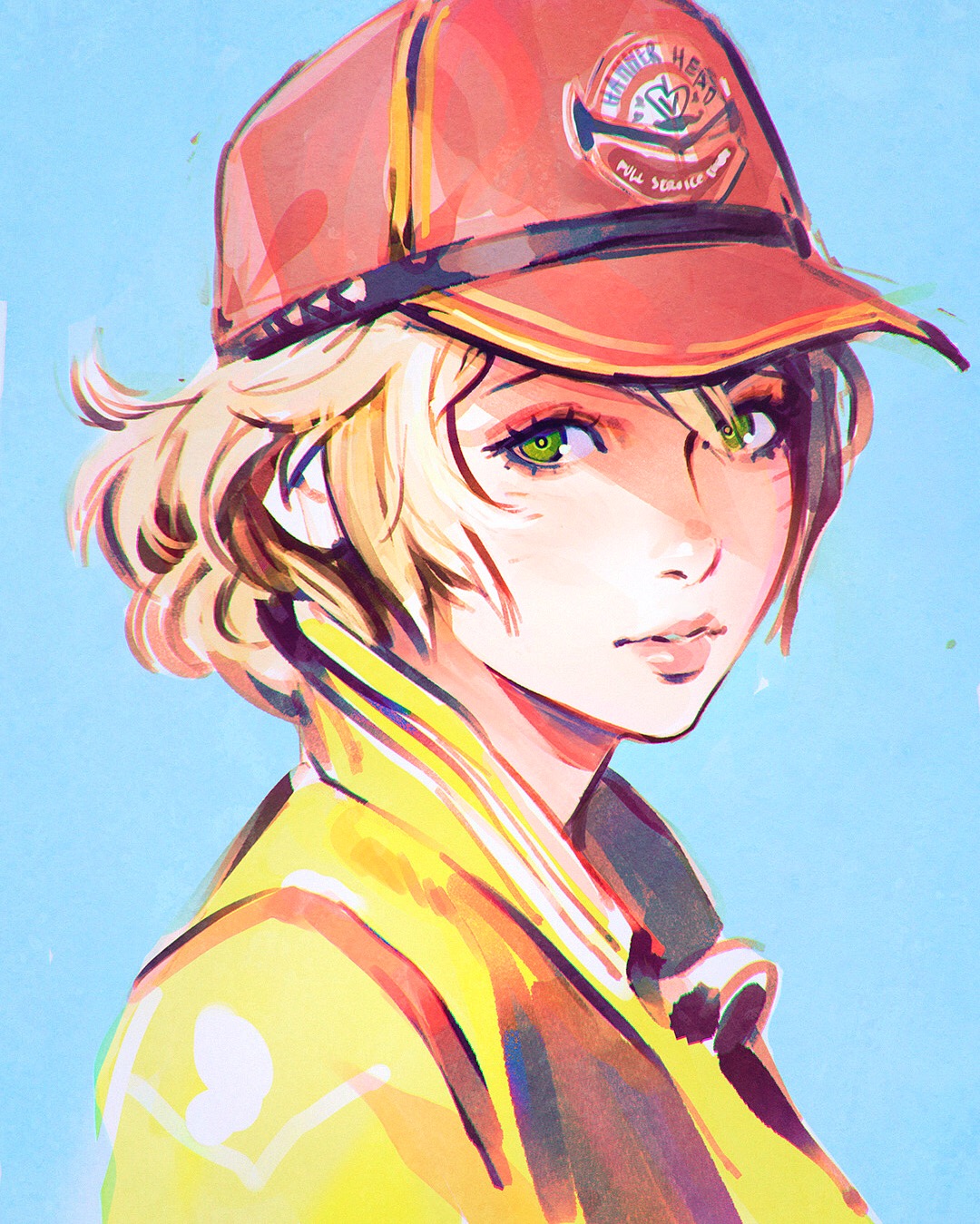 1080x1349, 465 Kb / кепка, блондинка, куртка, Cindy Aurum, Final Fantasy, Илья Кувшинов