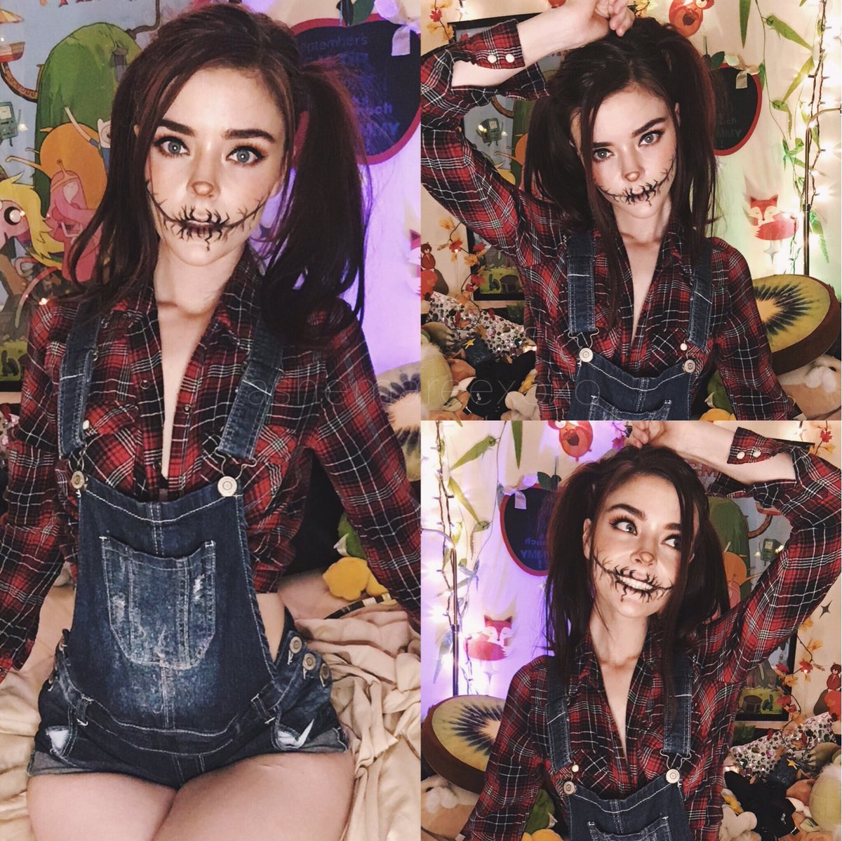 1200x1199, 320 Kb / макияж, Ashe Maree, улыбка, бодиарт, комбинезон