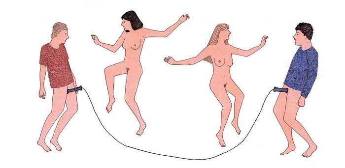 700x342, 39 Kb / девки, хлопцы, скакалка, рисунок, Marion Fayolle