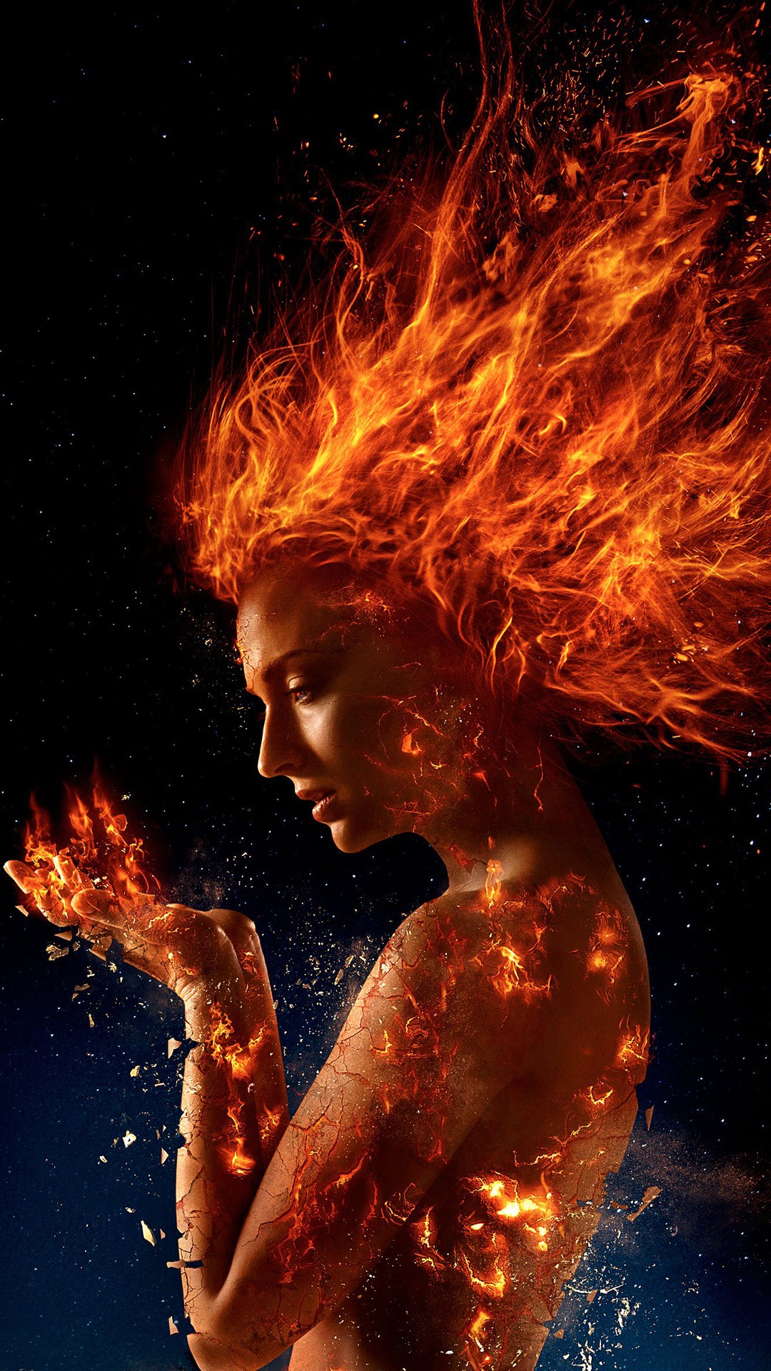 1080x1920, 619 Kb / феникс, огонь, волосы, x-men