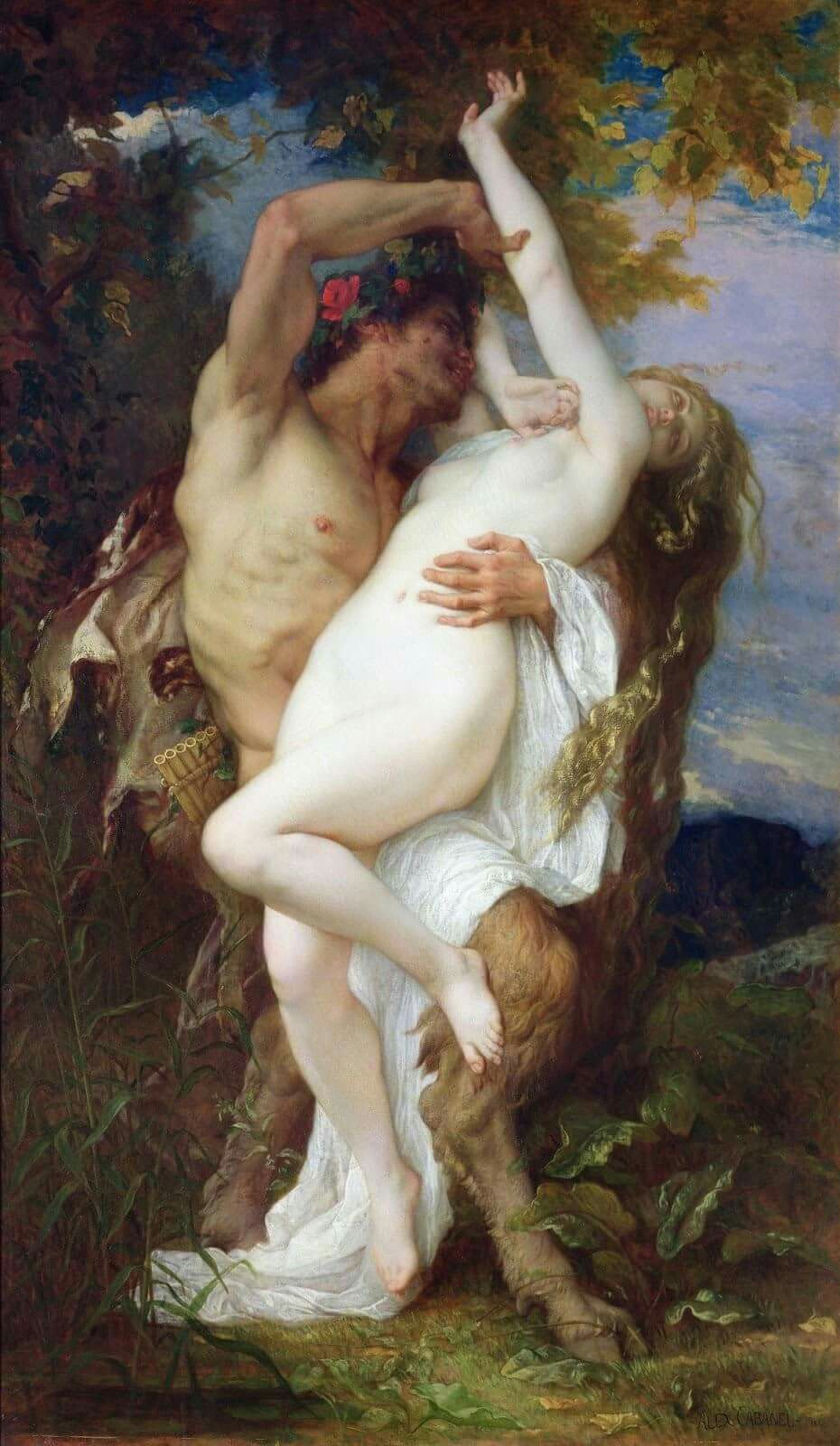 930x1600, 159 Kb / сатир, нимфа, картина, пан, Похищение нимфы фавном, Александр Кабанель