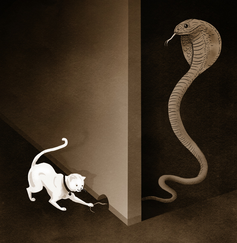 779x800, 214 Kb / кошка, кобра, змея, хвост, нора, дыра