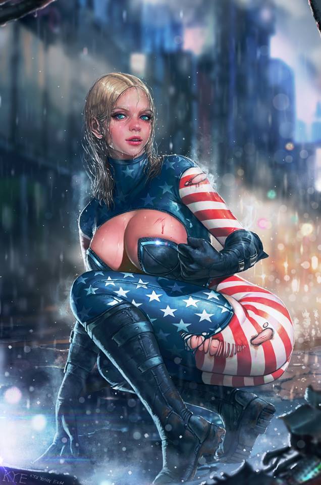 636x960, 78 Kb / Капитан Америка, дождь, Kyu Yong Eom