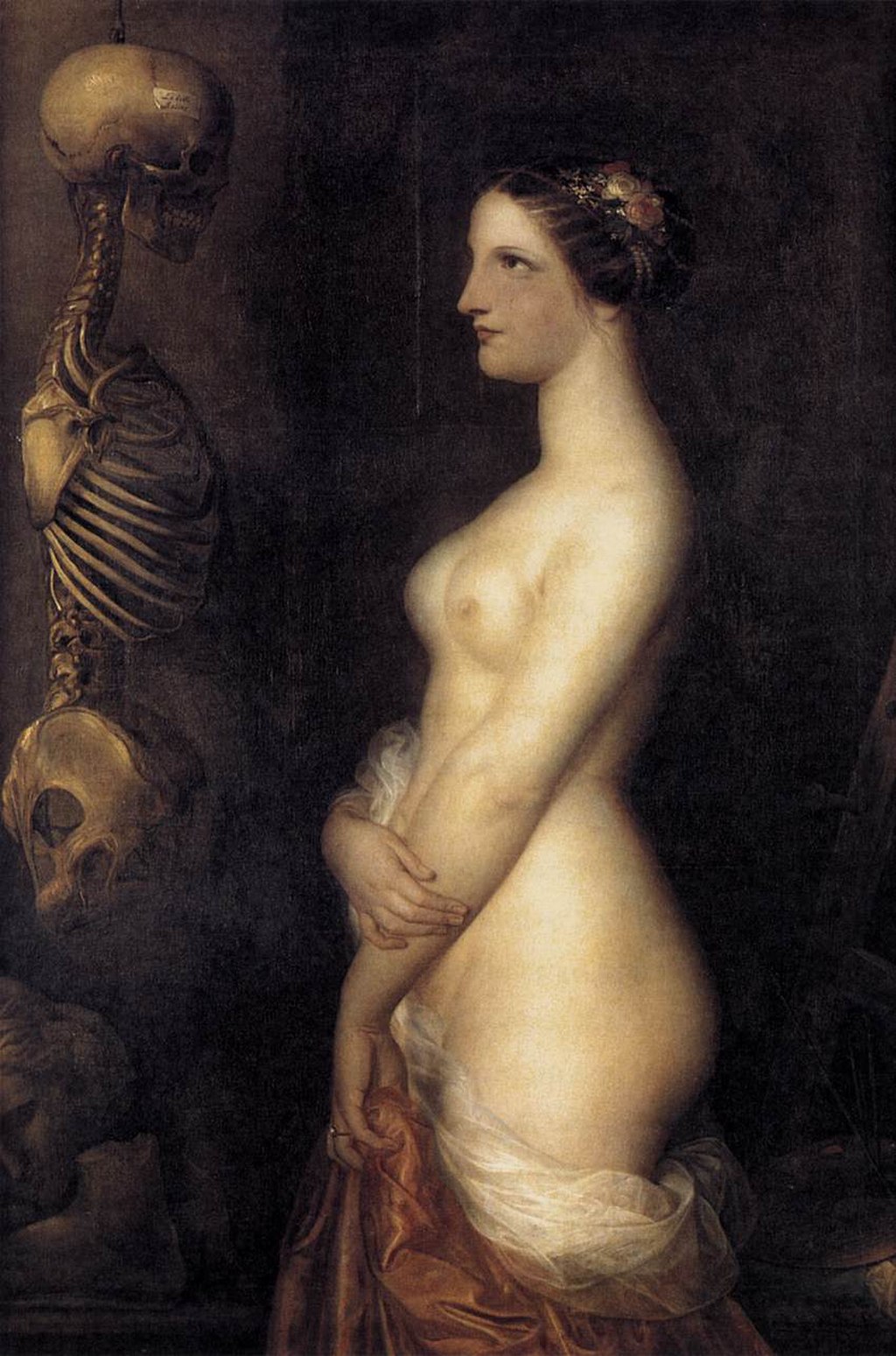1024x1549, 271 Kb / девка, скелет, взгляд, рисунок, Antoine Wiertz, Two Young Girls or the Beautiful Rosine