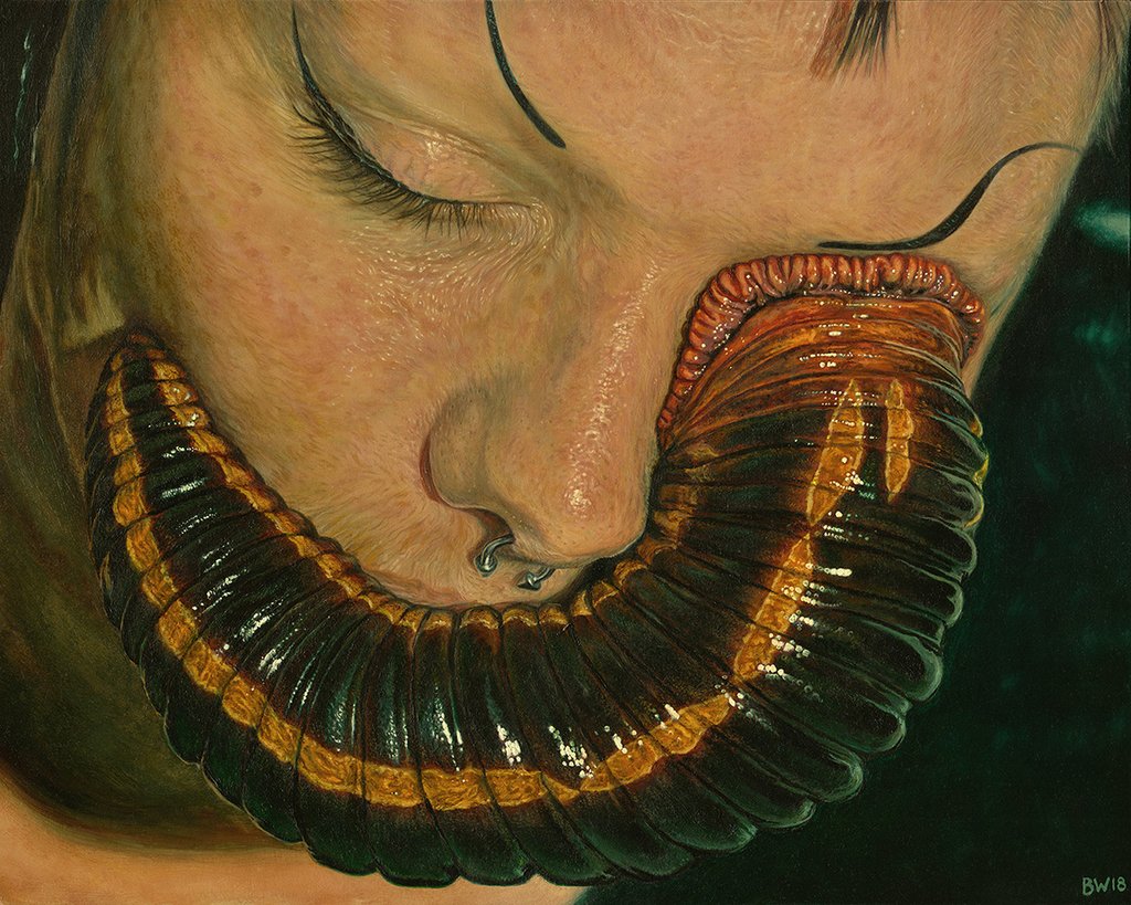1024x819, 201 Kb / лицо, пирсинг, пиявка, рисунок, Beau White, The Kiss