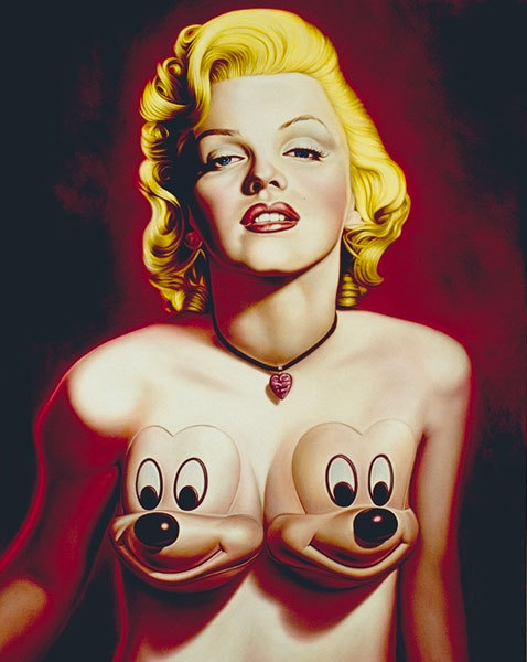 478x600, 58 Kb / девка, Marilyn Monroe, Мэрилин Монро, микки маусы, глаза, обдутая, рисунок