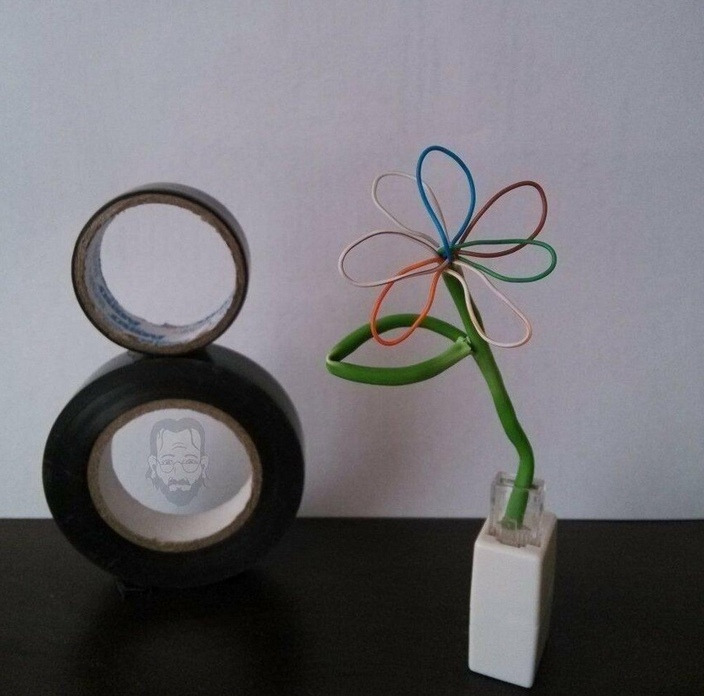 704x696, 135 Kb / 8 марта, изолента, цветок, RJ-45,  8P8C, витая пара, UTP