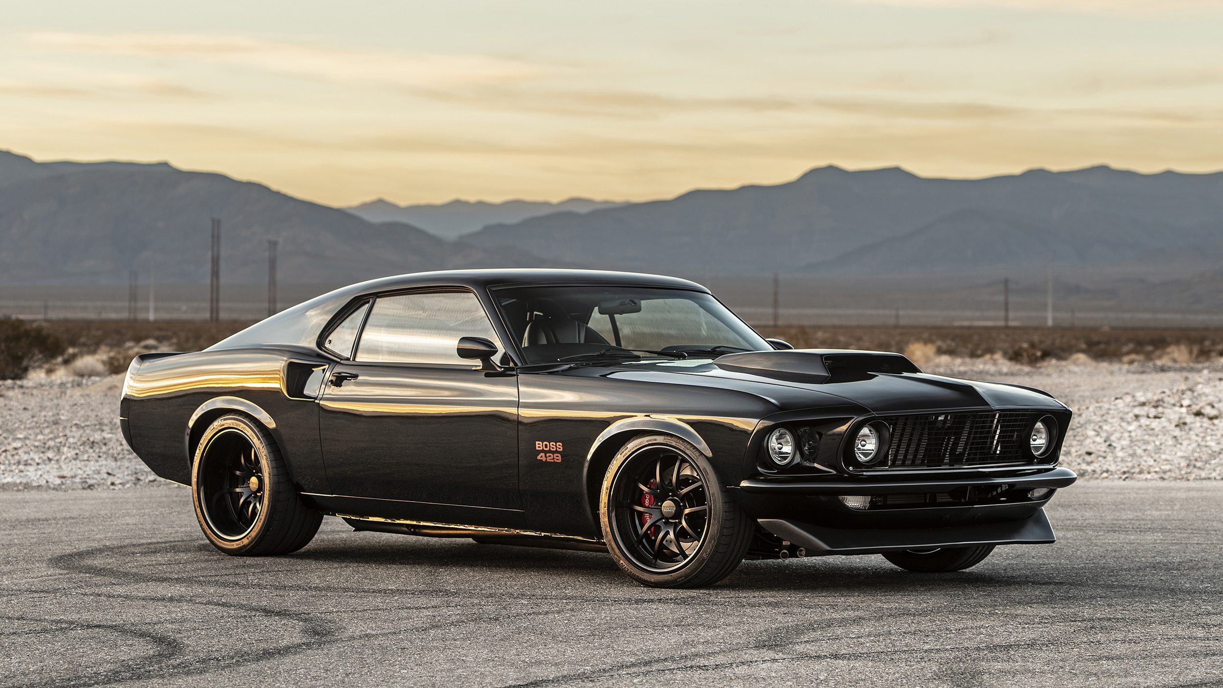 2500x1406, 567 Kb / автомобиль, классика, ретро, маслкар, форд мустанг, boss, ford mustang, горы
