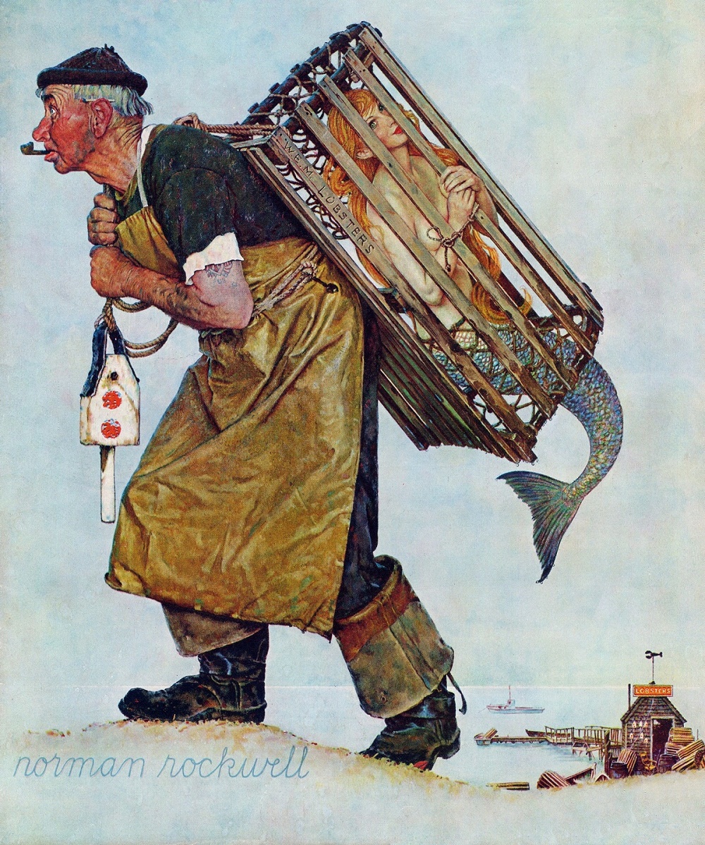 1000x1199, 632 Kb / русалка, клетка, лобстер, тату, трубка