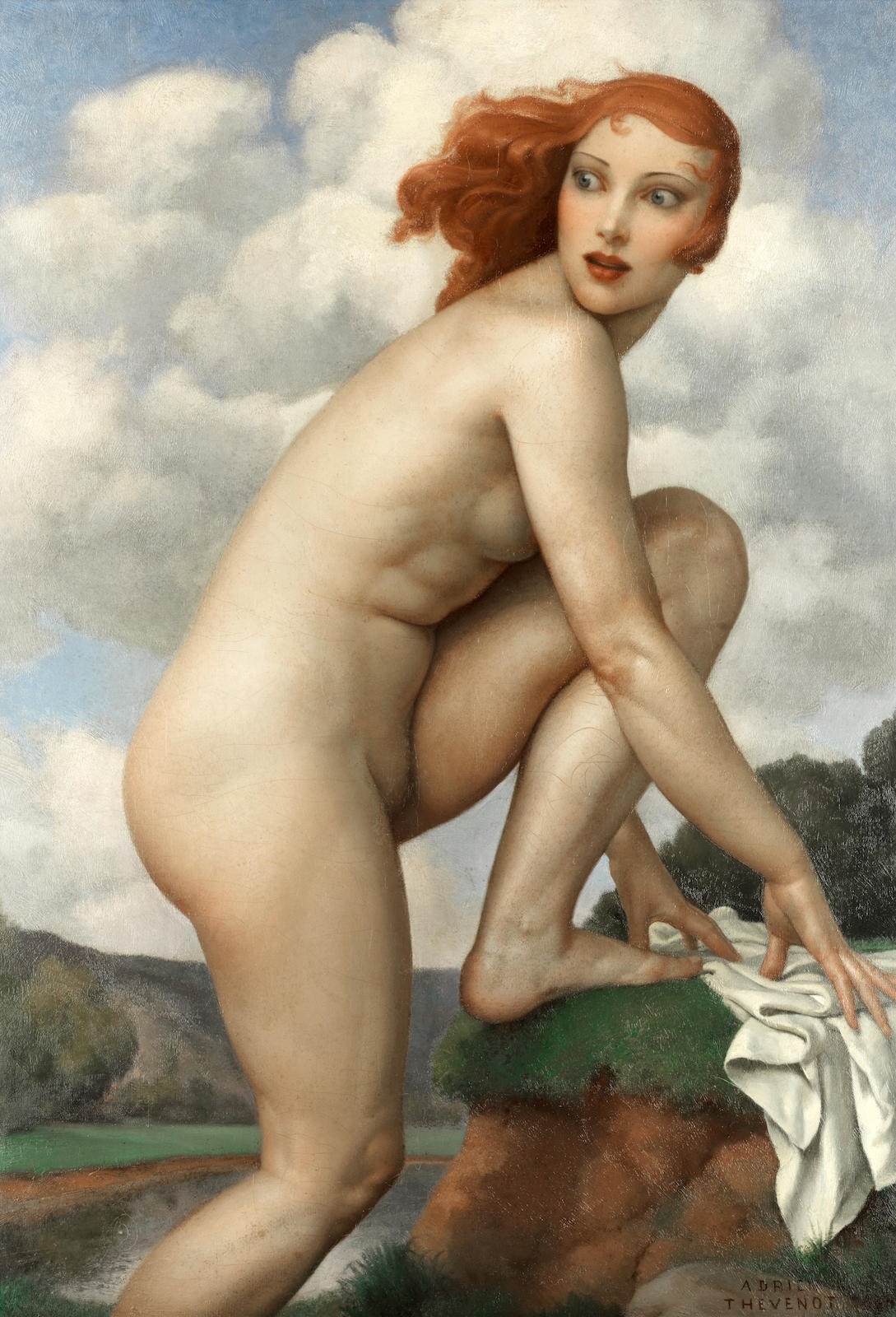 1089x1600, 304 Kb / девка, рыжая, голая, взгляд, рисунок