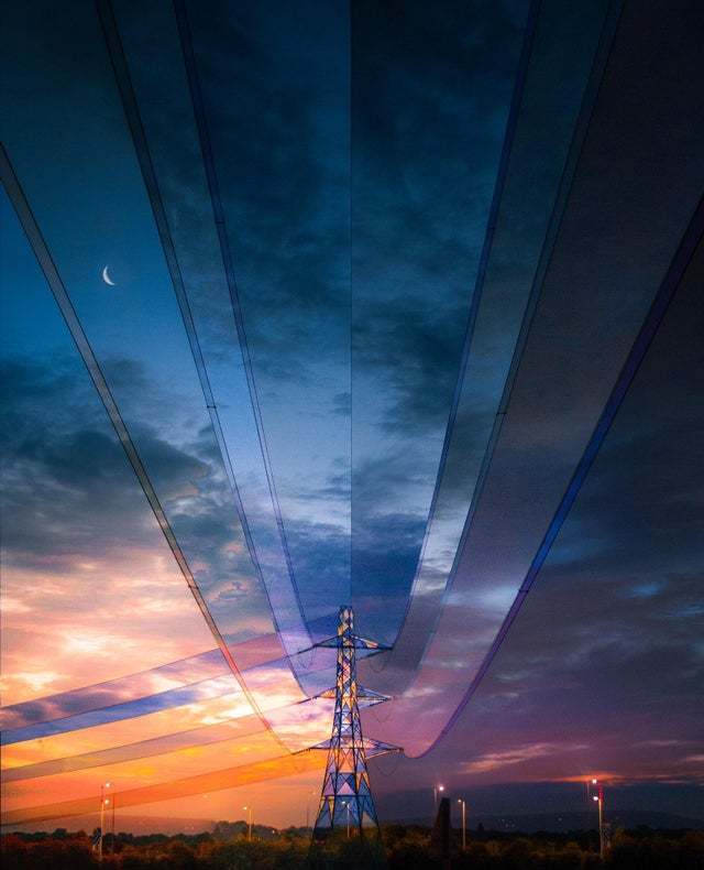 640x790, 40 Kb / ЛЭП, небо, цвета, опора, столб, провода, разноцвет