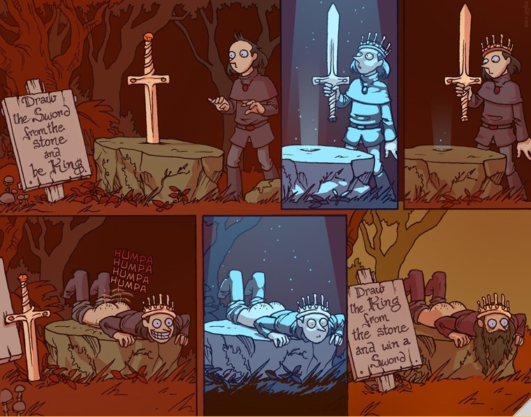 760x597, 192 Kb / меч, король, камень, oglaf