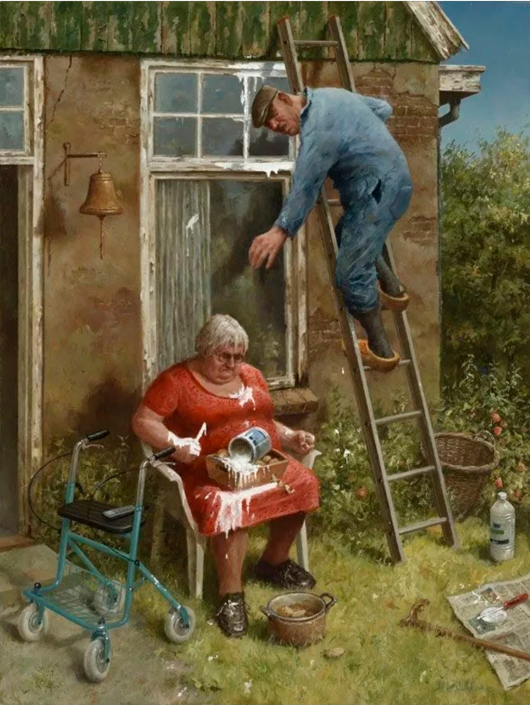 1078x1433, 478 Kb / краска, бабка, колокольчик, лестница, рисунок