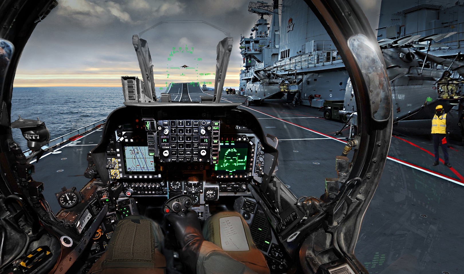 1620x955, 605 Kb / авианосец, кабина, самолет, приборы, McDonnell Douglas AV-8B Harrier II