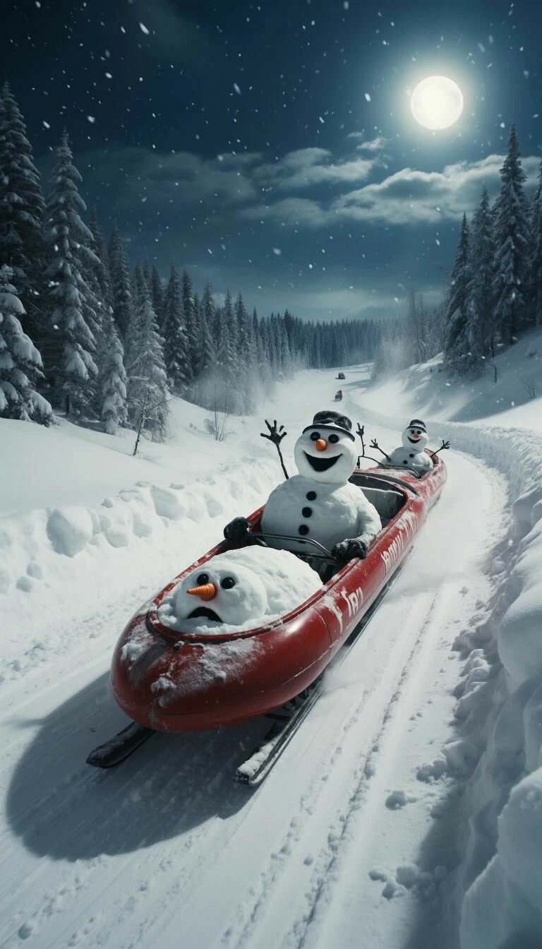 768x1344, 189 Kb / снеговики, бобслей