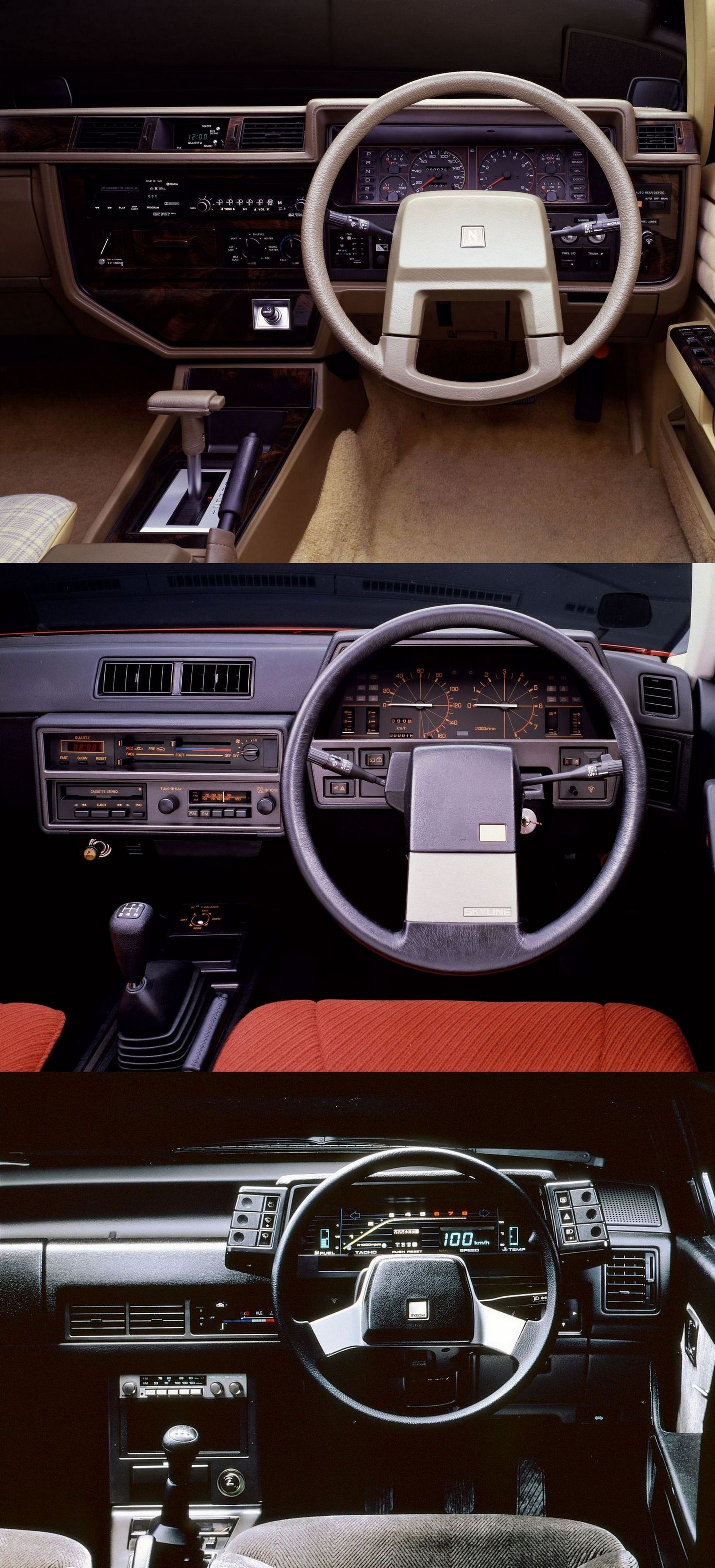 1430x3135, 605 Kb / автомобиль, классика, ретро, салон, приборная, панель, руль, mazda, nissan