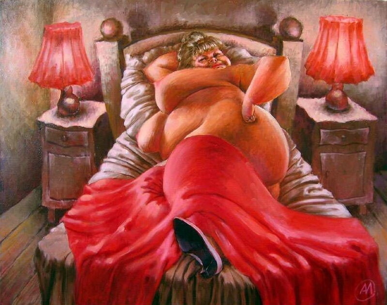 799x630, 281 Kb / александр иванов, кровать, тело, красный, светильник