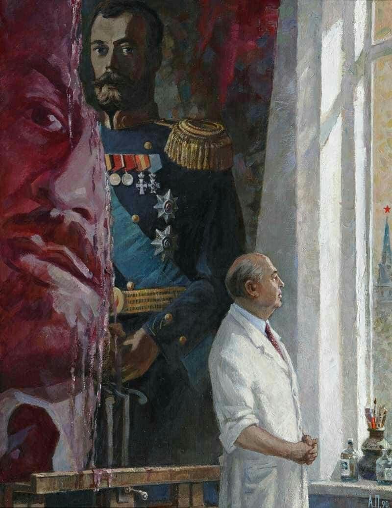 800x1035, 101 Kb / Картина, Андрей Пашкевич, реставратор, Ленин, Николай 2, Горбачев