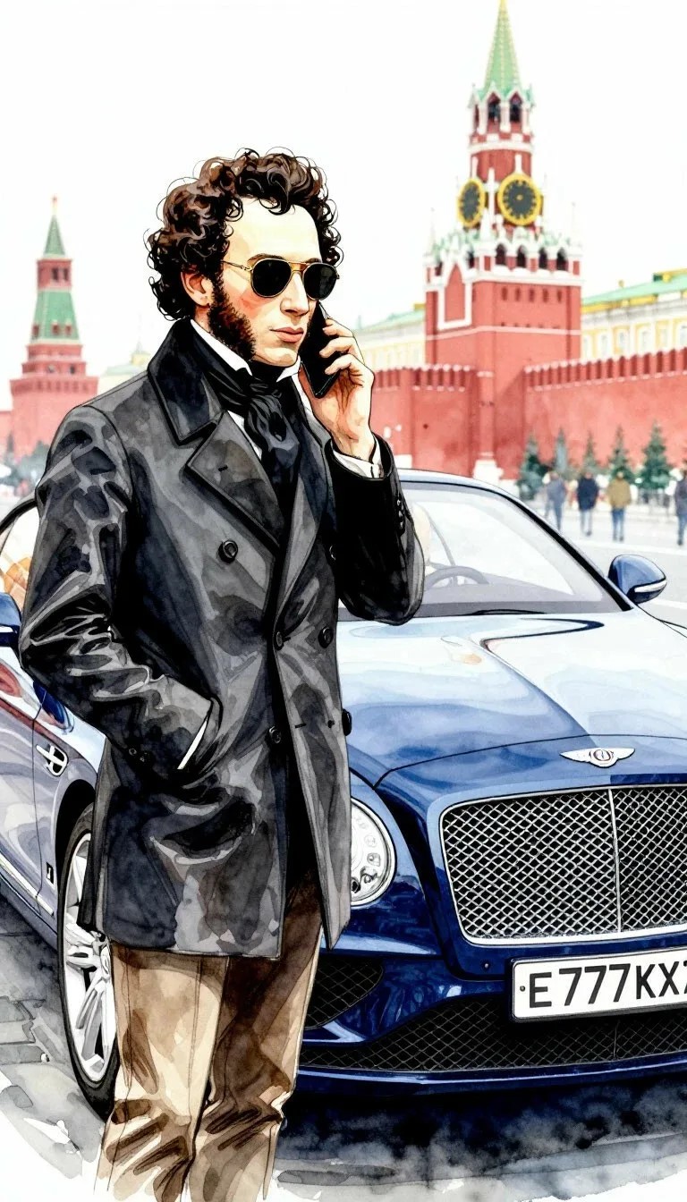 768x1344, 253 Kb / Пушкин, Москва, Бентли, ЕКХ, рисунок