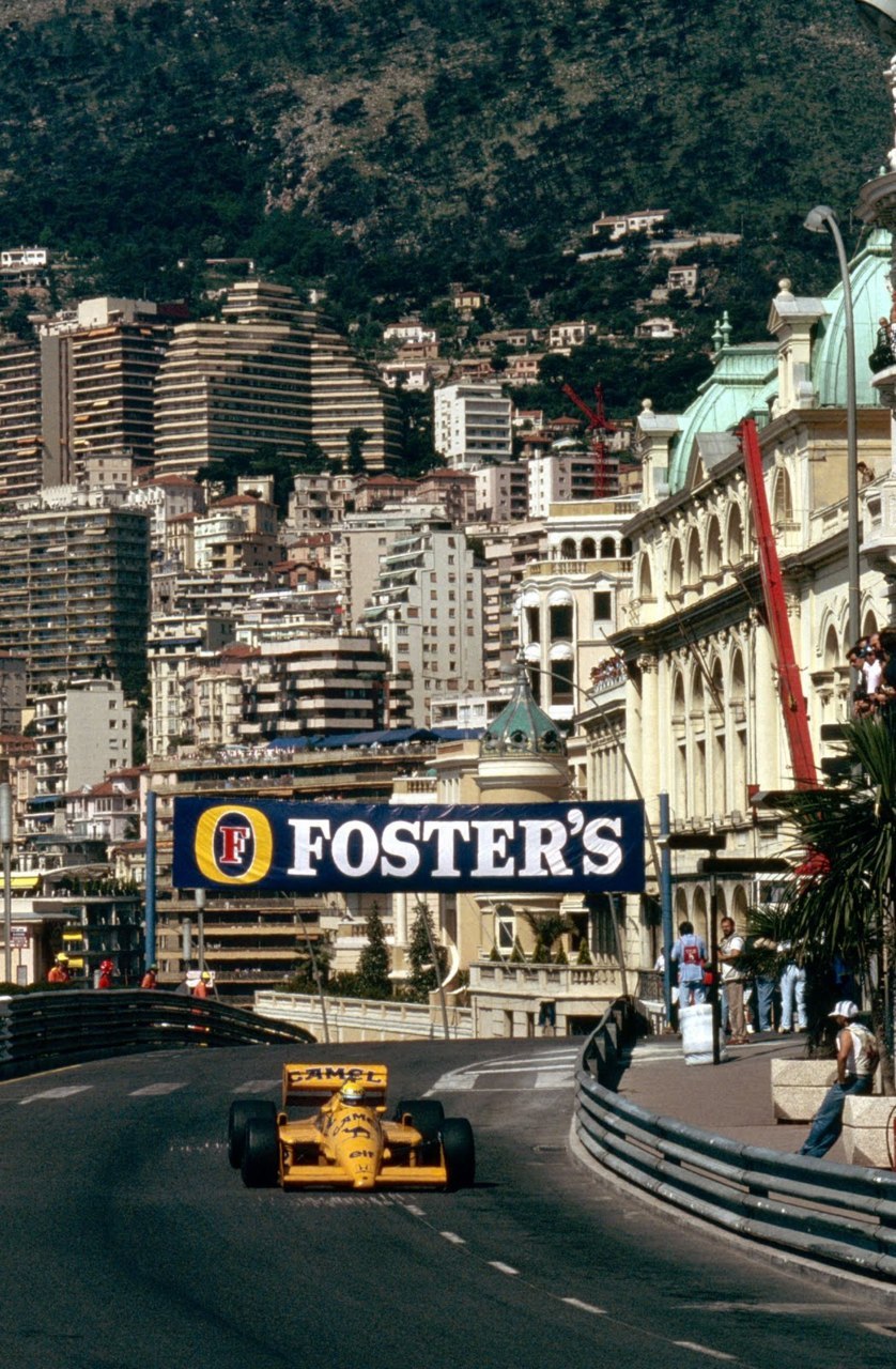 838x1280, 295 Kb / Ayrton Senna, формула 1, гонки, Монако, Camel, Lotus, реклама, горы
