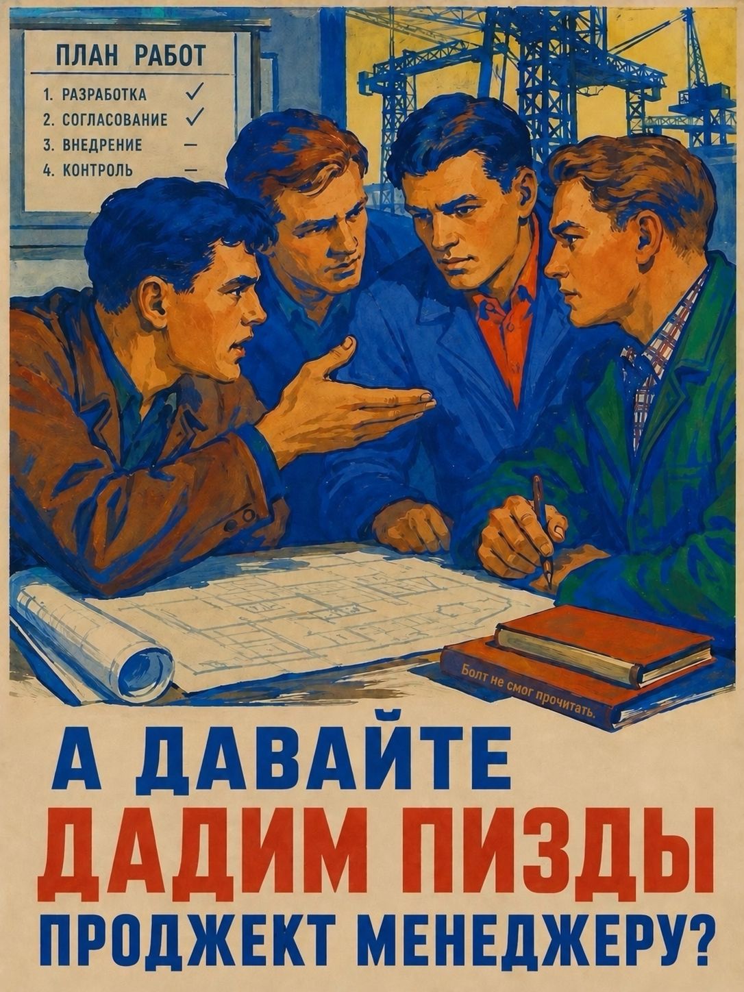 1086x1448, 262 Kb / работа, завод, плакат, менеджер, стройка