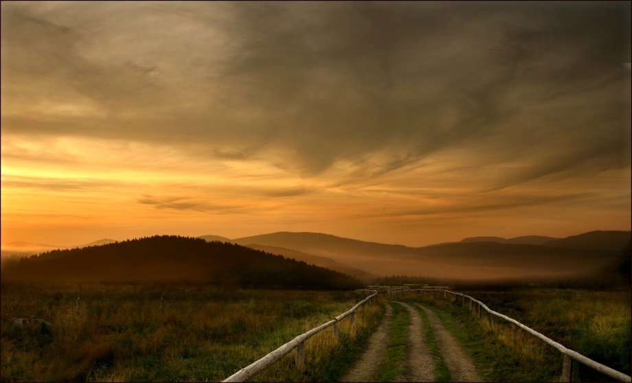 920x558, 123 Kb / природа, закат, дорога
