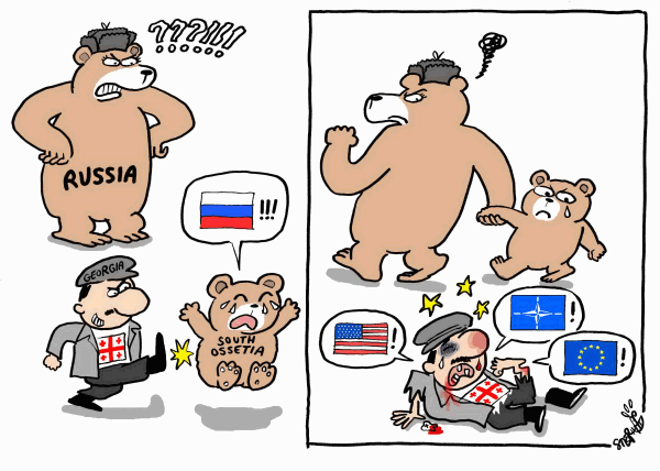 600x428, 63 Kb / карикатура, Саакашвили, война, медведь, рисунок, дразницца