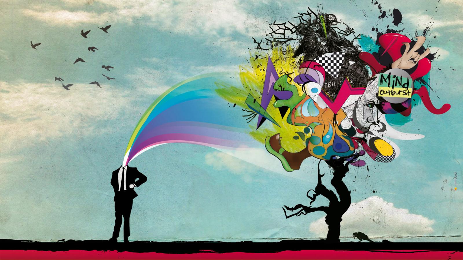 1600x900, 201 Kb / анон, костюм, без головы, радуга