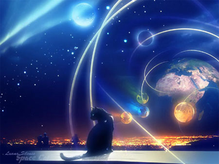 450x338, 36 Kb / Кот, планеты, звезды