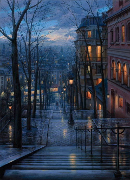 500x694, 150 Kb / город, лестница, вечер