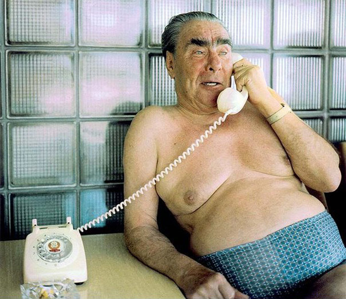 700x606, 123 Kb / брежнев, телефон, стеклоблоки, плавки, топлесс