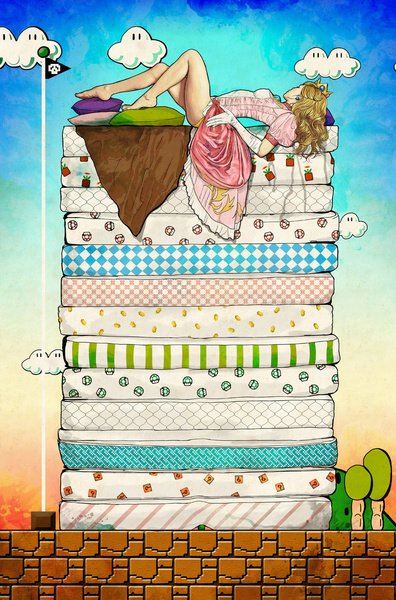 396x600, 201 Kb / марио, принцесса, горошина, матрас, Keith P. Rein, Peach