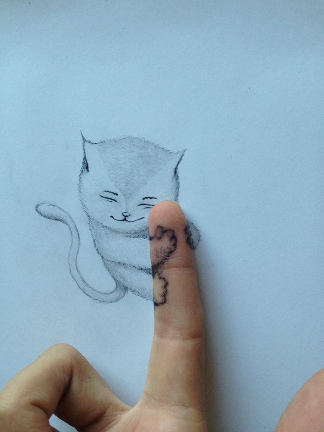 1080x1440, 110 Kb / палец, рисунок, кот