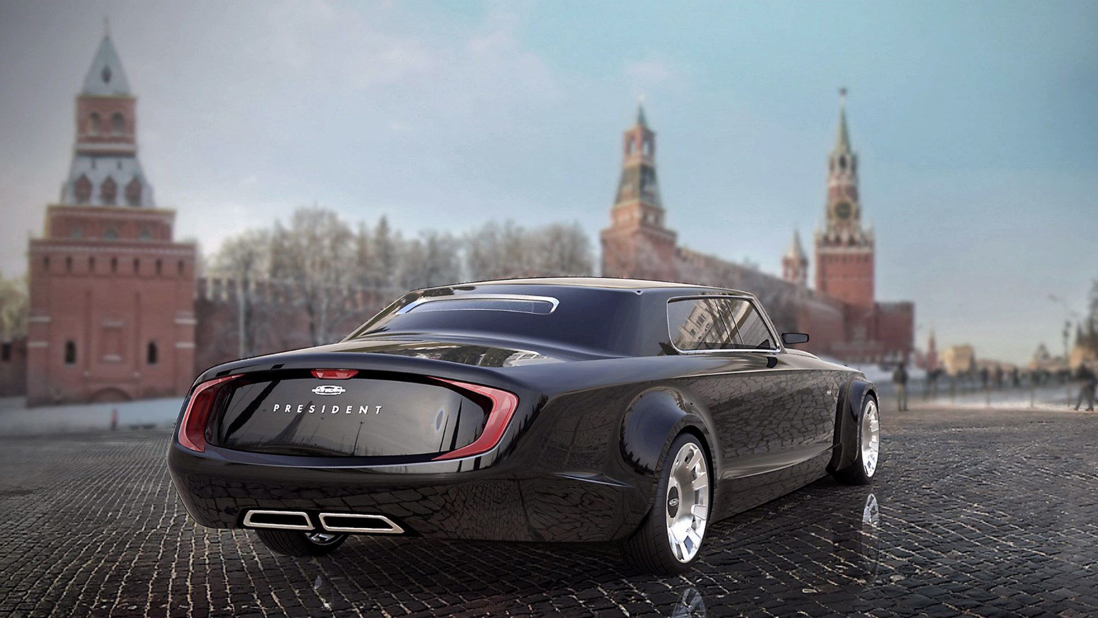 1600x900, 325 Kb / автомобиль, зил, президент, красная площадь, кремль