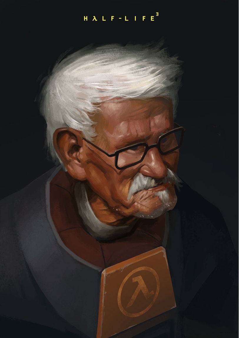 812x1146, 115 Kb / Half-Life, Гордон, Фримен, старик