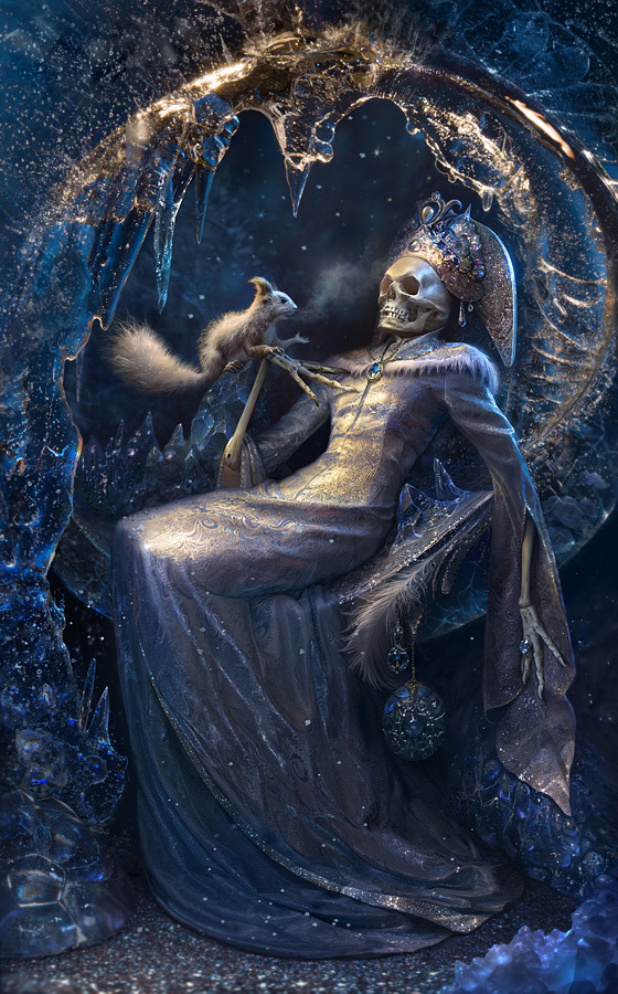 560x900, 329 Kb / снежная королева, белка, скелет, лёд