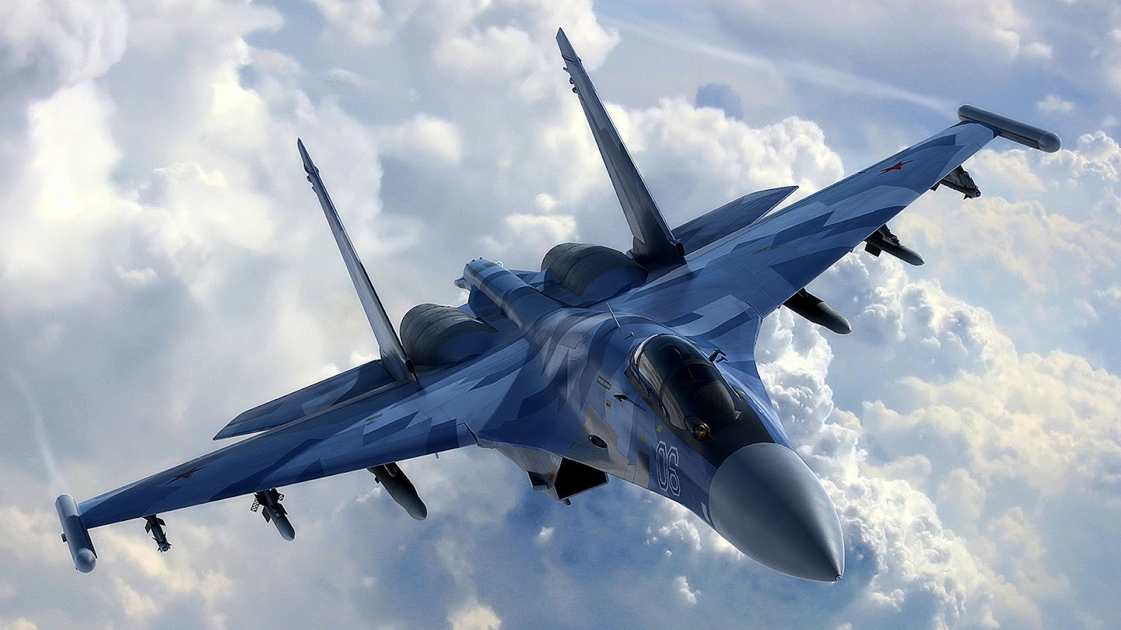 1600x900, 190 Kb / Су-35с, самолёт, небо, облака