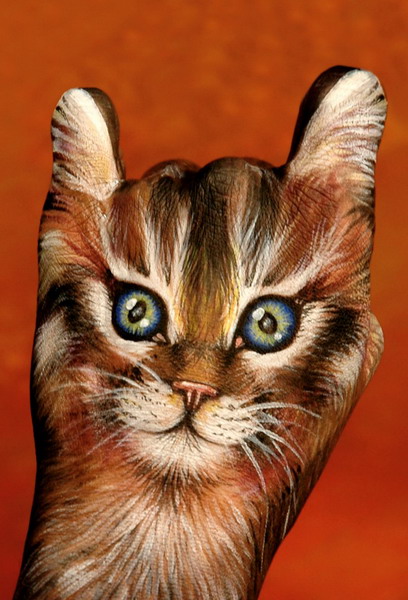 408x600, 85 Kb / рука, рисунок, кот, бодиарт