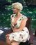 Блондинка, кресло, платье, цветы, Stefania Ferrario, Стефания Феррарио
