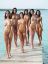доски, озеро, голая, бритая, пирс, причал, Anna Sbitnaya, Brigitte Hunter, Melisa Mendini, Muriel, Suzie, Suzie Carina