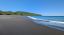 пляж, море, волна, пена, горы, холмы