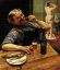 живопись, мужик, усы, сигара, пиво, рыбка, женщина перед зеркалом, после душа, Зиберт