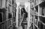 платье, ч/б, полосатое, библиотека, книги, стеллажи, попа
