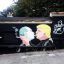 граффити, паровоз, трамп, путин, дым
